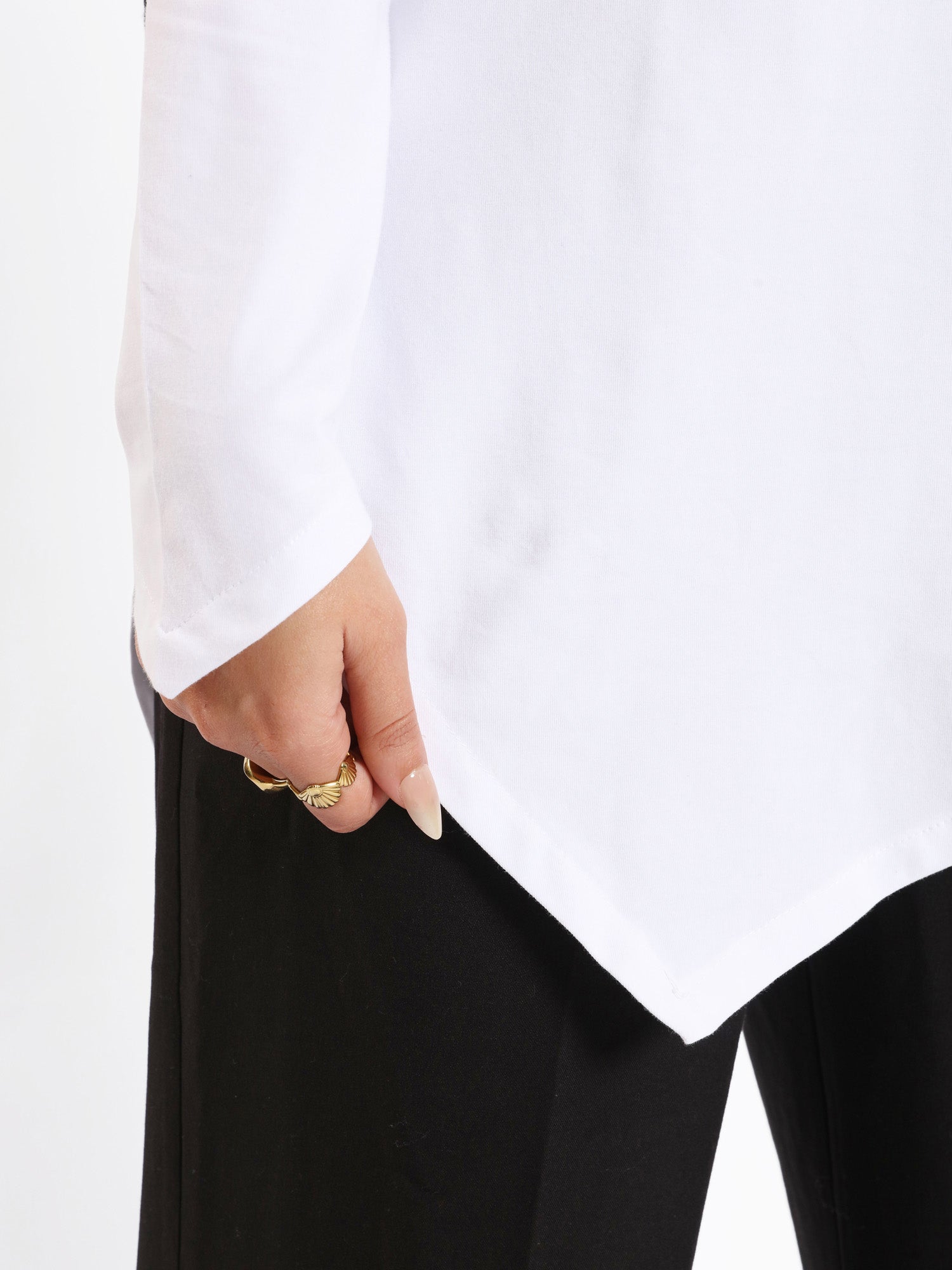 Pointelle Long-Sleeve Basic Top