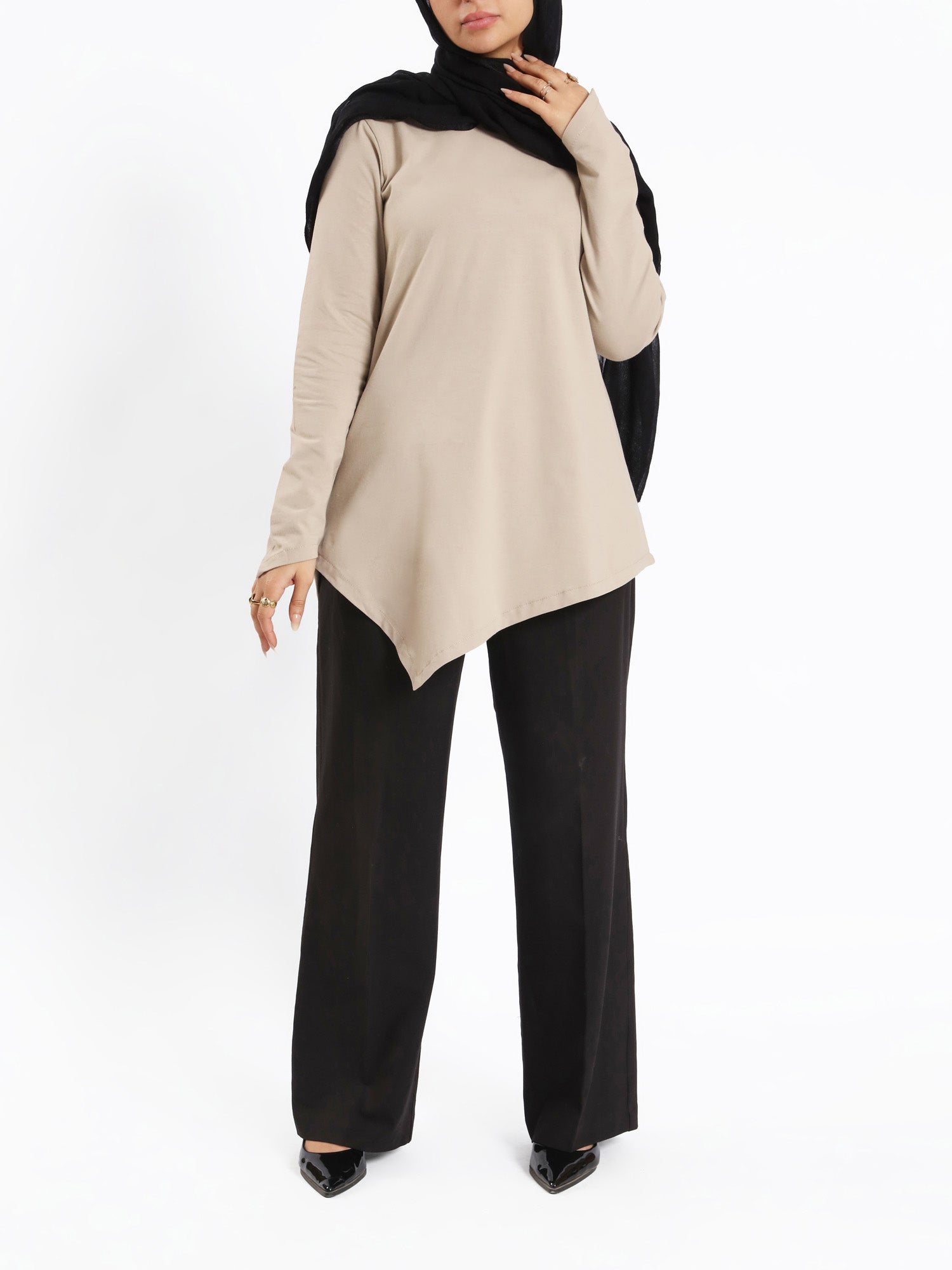 Pointelle Long-Sleeve Basic Top