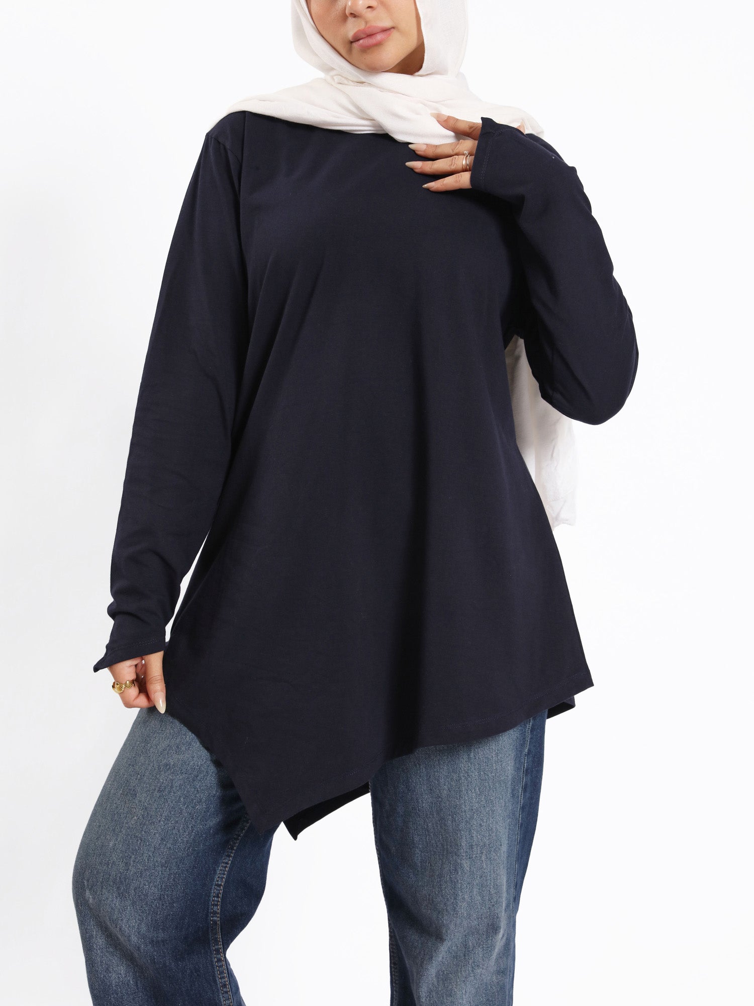 Pointelle Long-Sleeve Basic Top