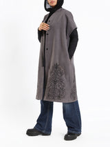 Royal Embroidered Wool Poncho - Emalina Fashion