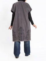 Royal Embroidered Wool Poncho - Emalina Fashion