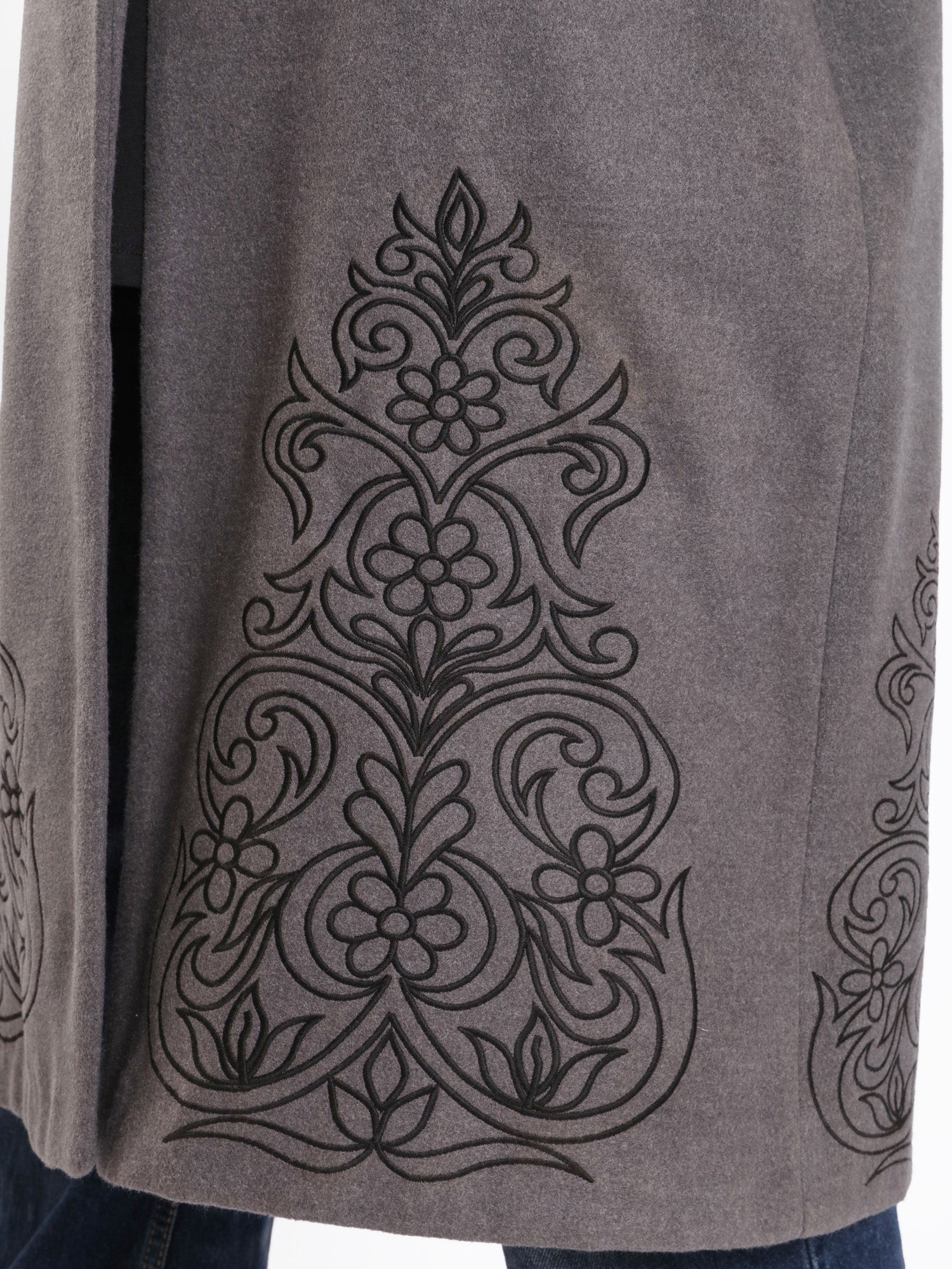 Royal Embroidered Wool Poncho - Emalina Fashion