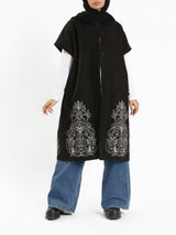 Royal Embroidered Wool Poncho - Emalina Fashion