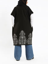 Royal Embroidered Wool Poncho - Emalina Fashion