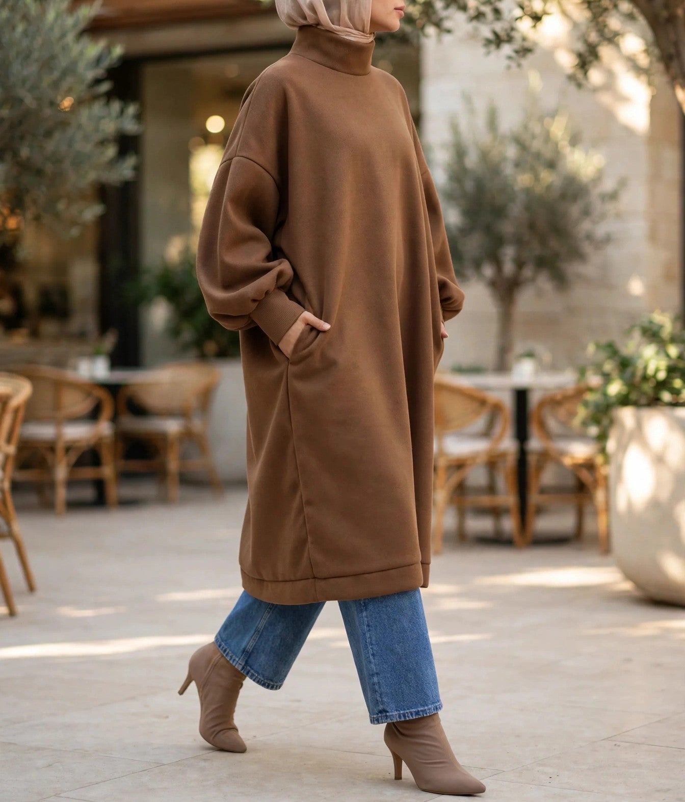 Duchess Puffy-Sleeve Dress