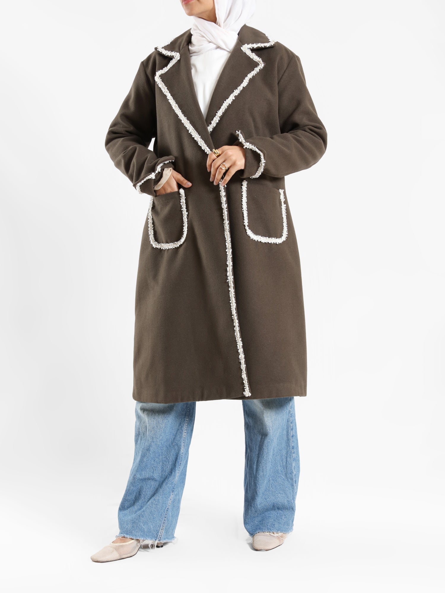 Elegant Wool Coat - Emalina Fashion