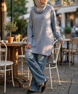High Low Printed Sweater