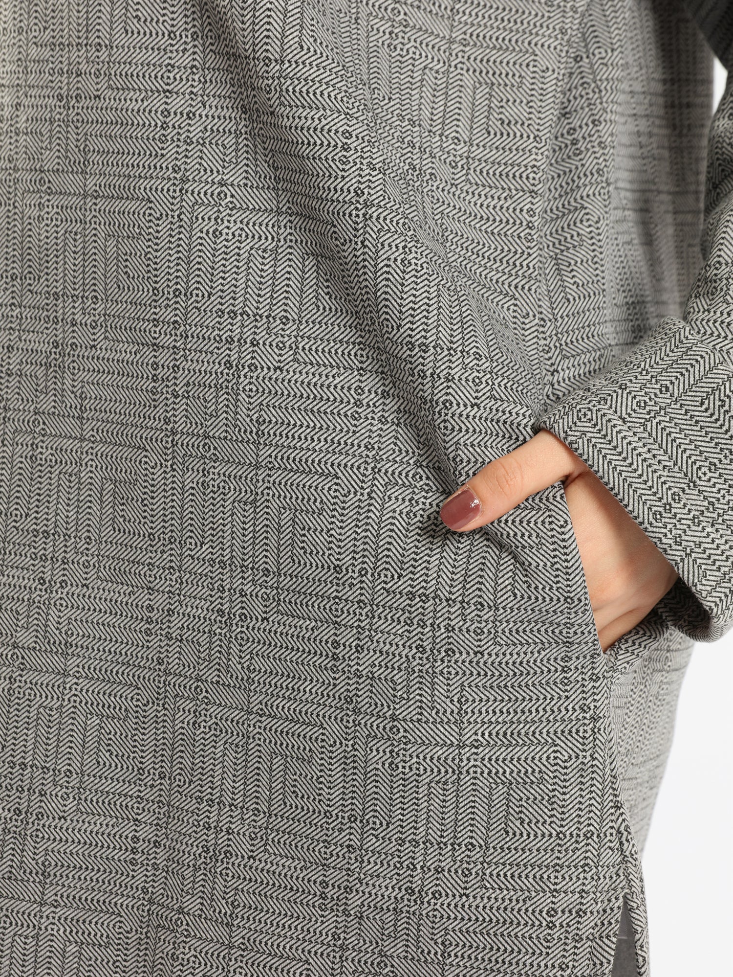 High Low Printed Sweater - Emalina Fashion