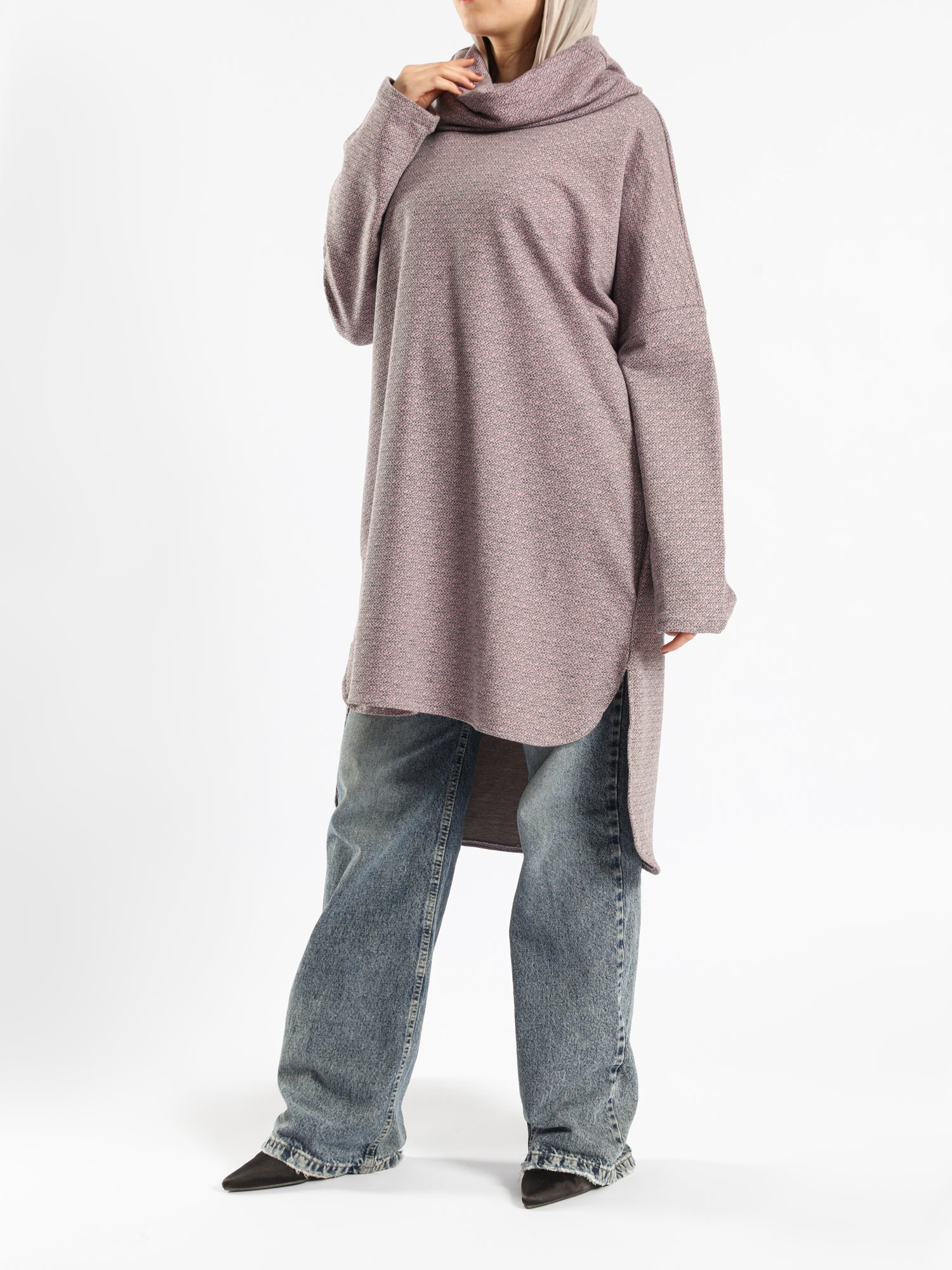 High Low Printed Sweater - Emalina Fashion