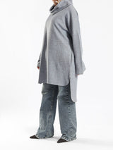 High Low Printed Sweater - Emalina Fashion