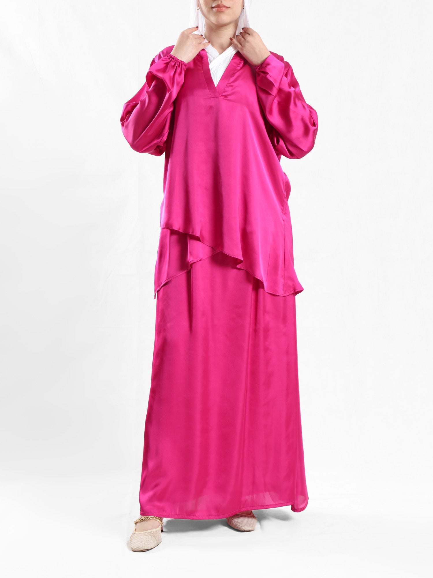 Modest Satin Set - Emalina Fashion