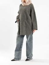 Oversized Pocketed Sweater - Emalina Fashion