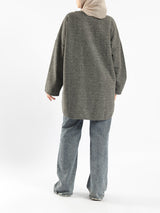 Oversized Pocketed Sweater - Emalina Fashion