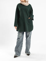 Oversized Pocketed Sweater - Emalina Fashion