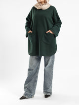 Oversized Pocketed Sweater - Emalina Fashion