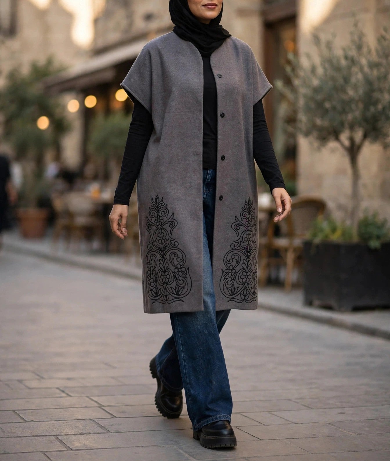 Royal Embroidered Wool Poncho